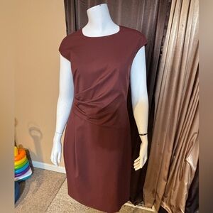 Lafayette 148 New York Burgundy Cap-Sleeve Midi Dress